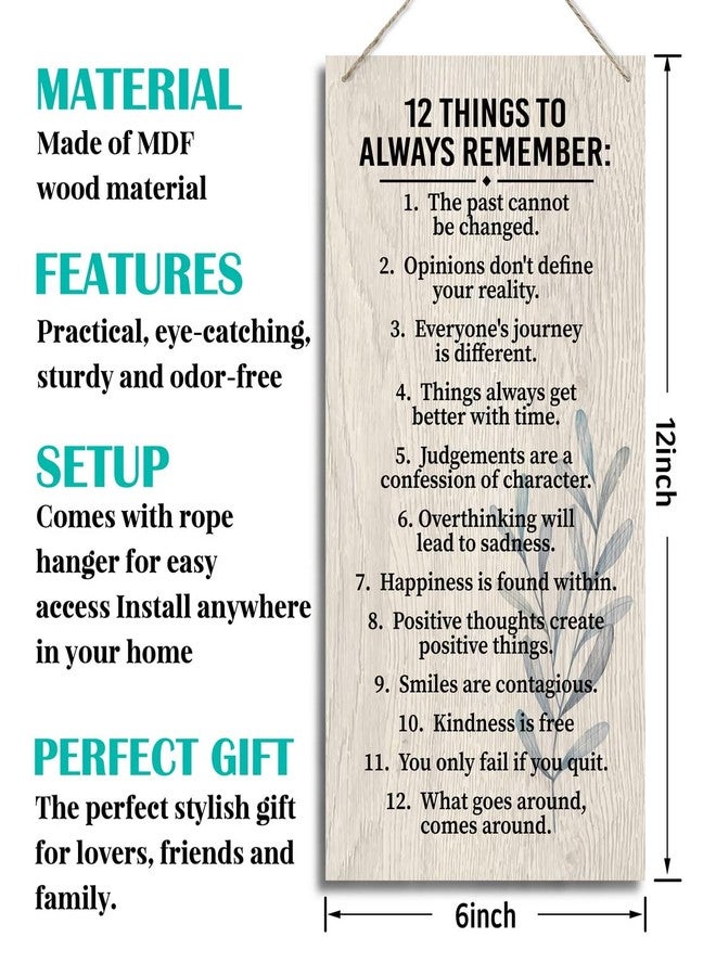 HiLus 12 Things To Always Remember. Wooden Wall Decor, Farmhouse Blessed Sign for Home Decor - Image 3
